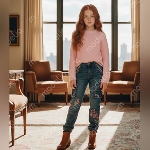 Cargo bootcut embroidered studded unique jeans